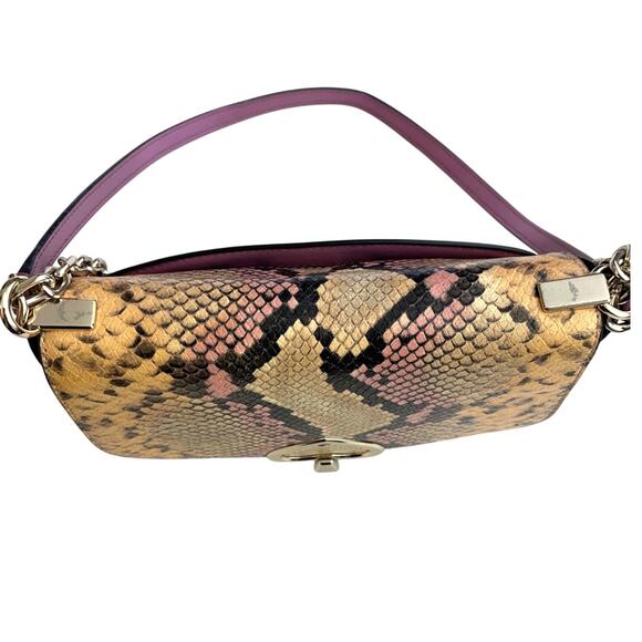 Kate Spade Robyn Exotic Leather Print Chain Saddle Bag Dust Bag EUC - Picture 6 of 14